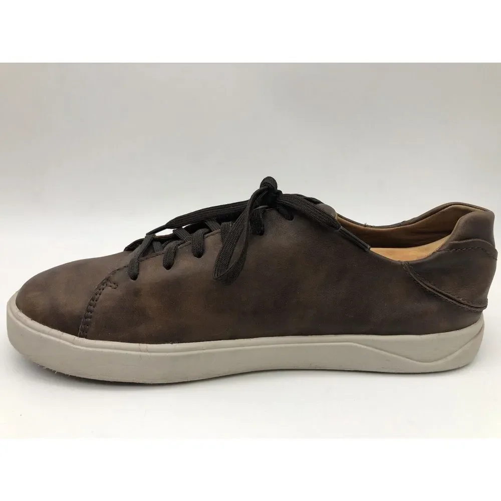 Olukai Lae'ahi Li 'Ili Lace Up Leather Sneakers Mens Dark Brown Patina Size 8.5